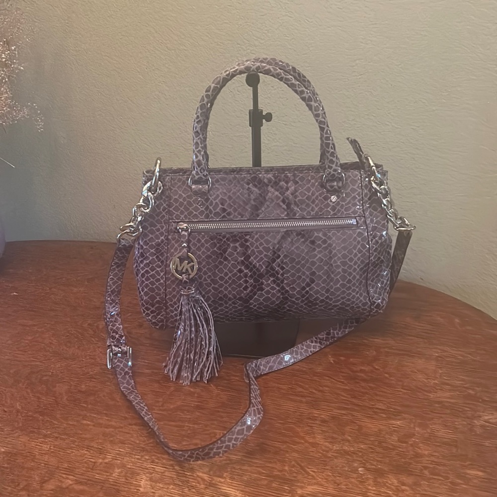 Michael Michael Kors Python Print Leather Satchel… - image 1